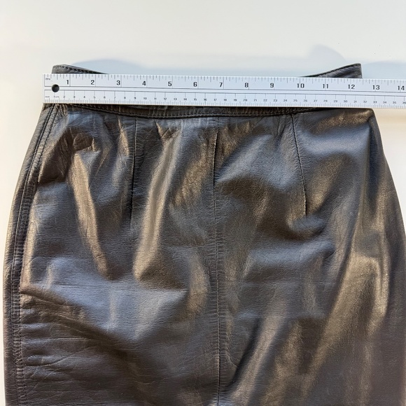 Vintage Bermans Leather Pencil Skirt Black Size 8 - Picture 3 of 7